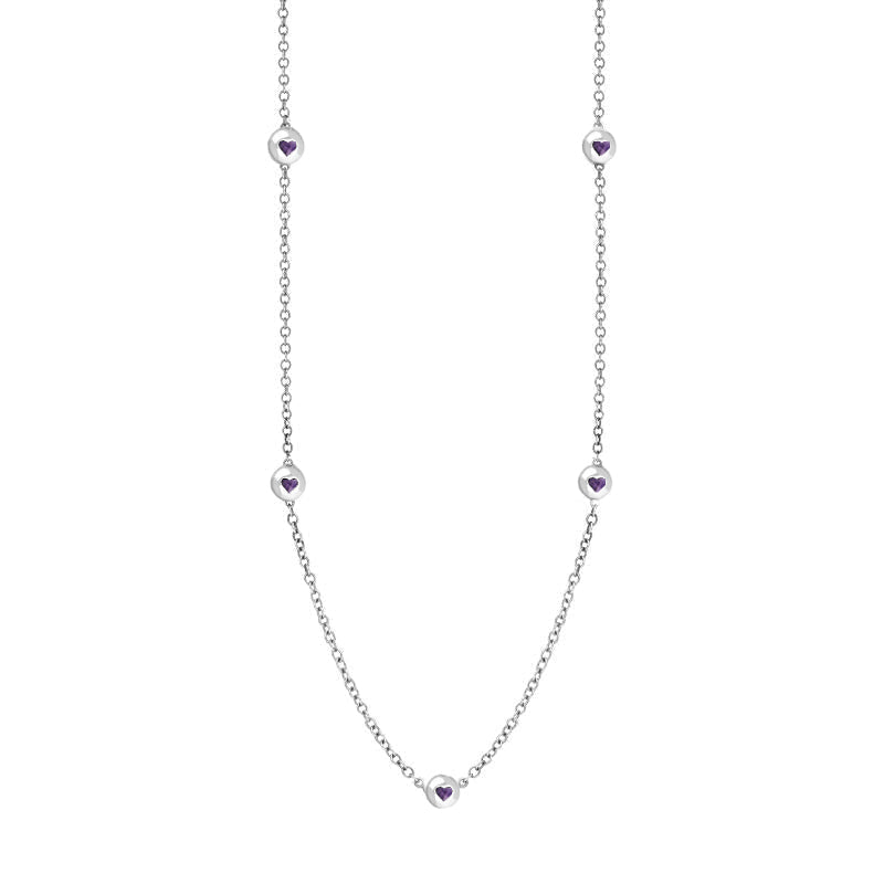 9ct White Gold Blue John Heart Link Disc Chain Necklace - Option1 Value White Gold