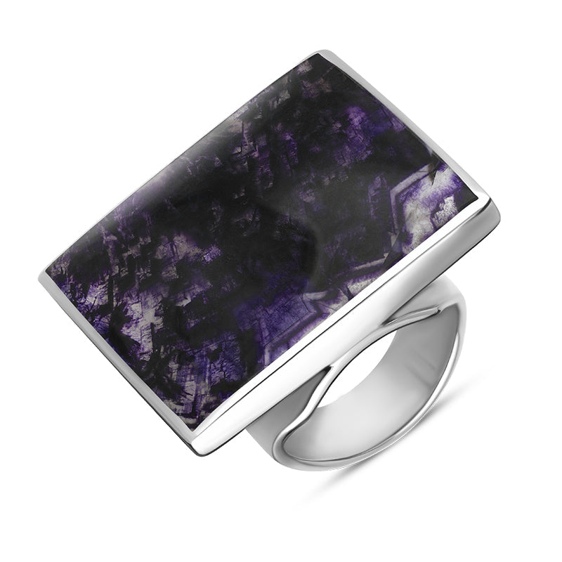 9ct White Gold Blue John King's Coronation Hallmark Large Square Ring - W