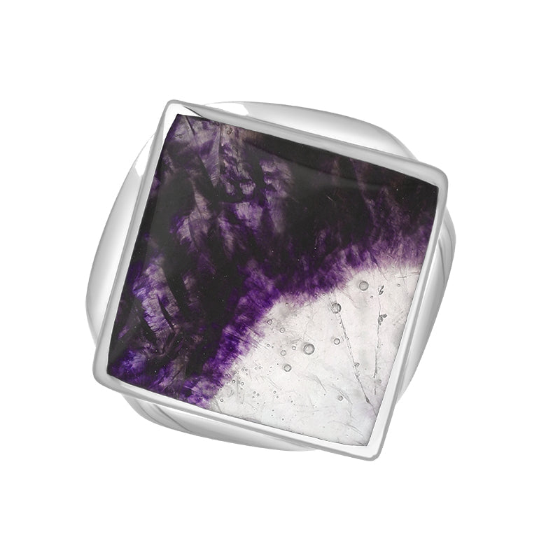 9ct White Gold Blue John King's Coronation Hallmark Small Rhombus Ring - X