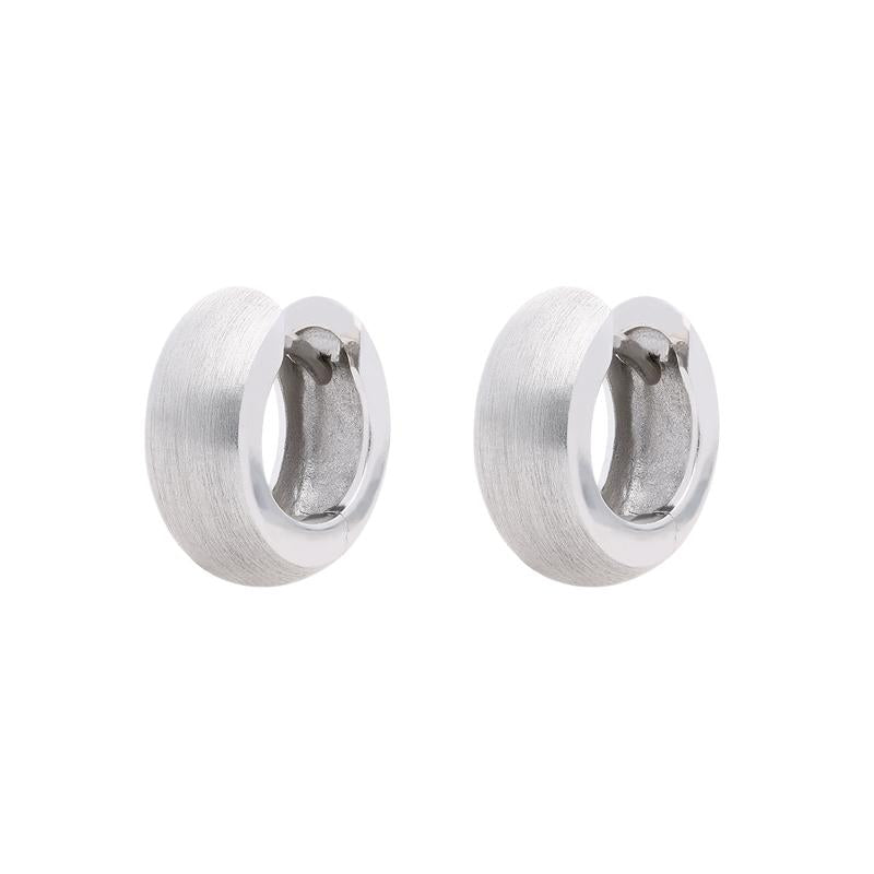 9ct White Gold Satin Finish Hoop Earrings - White Gold