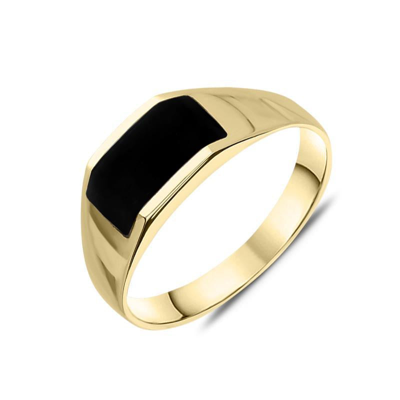 9ct Yellow Gold Whitby Jet Cut Off Band Ring