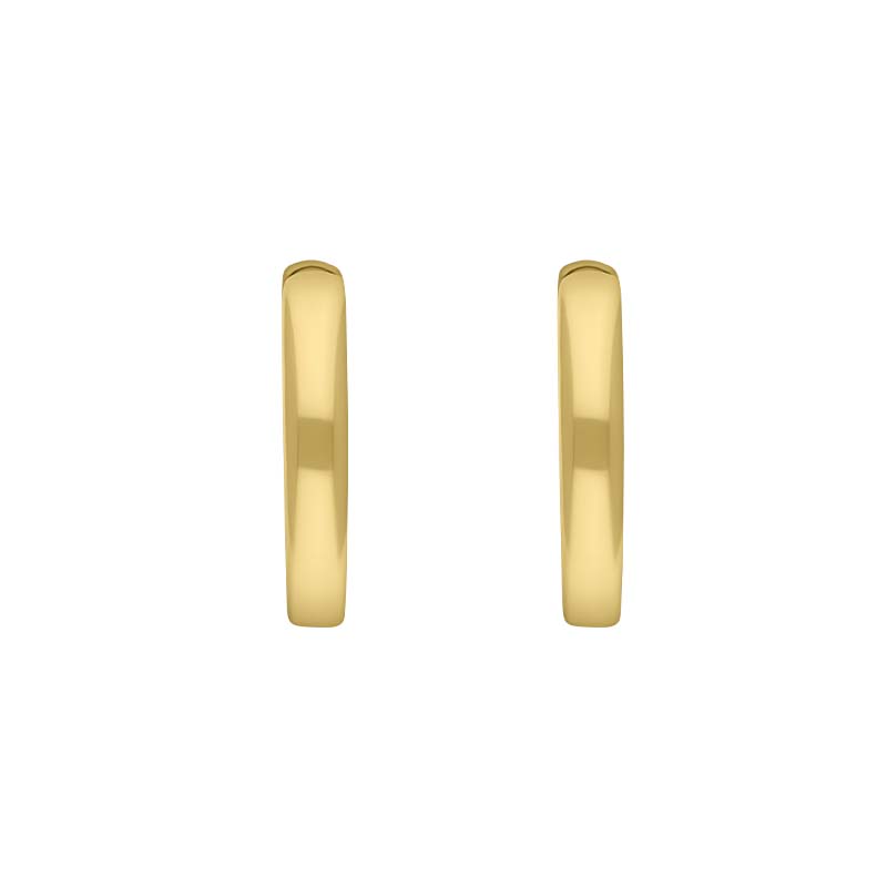 9ct Yellow Gold 14mm Round Domed Hoop Earrings - Gold