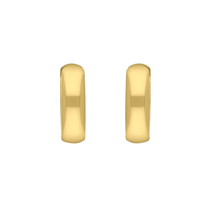 9ct Yellow Gold 16mm Round Domed Hoop Earrings - Gold