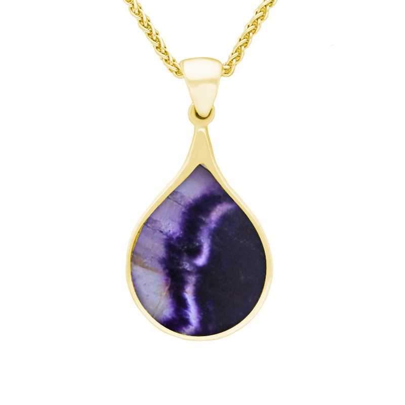 9ct Yellow Gold Blue John Balloon Shaped Necklace - Yellow Gold