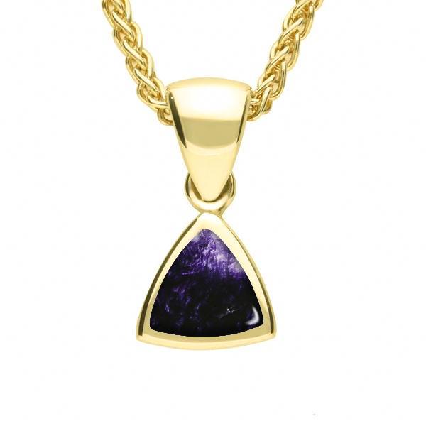 9ct Yellow Gold Blue John Curved Triangle Small Necklace - Yellow Gold