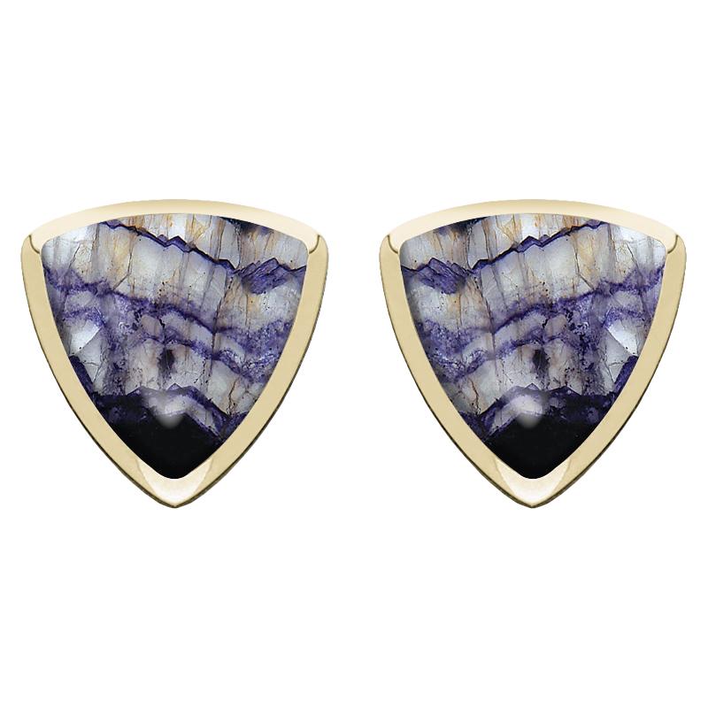 9ct Yellow Gold Blue John Curved Triangle Stud Earrings - Yellow Gold