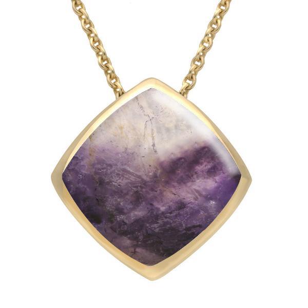 9ct Yellow Gold Blue John Cushion Necklace - Yellow Gold