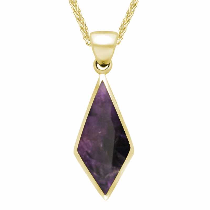9ct Yellow Gold Blue John Diamond Shaped Necklace - Yellow Gold