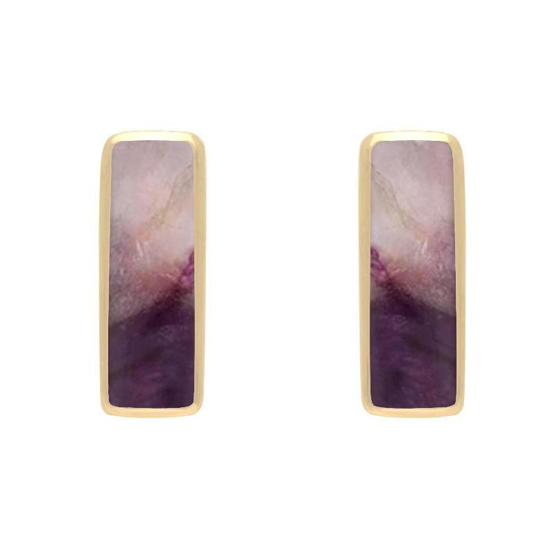 9ct Yellow Gold Blue John Dinky Oblong Stud Earrings - Option1 Value Yellow Gold