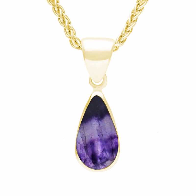 9ct Yellow Gold Blue John Dinky Pear Necklace - Yellow Gold