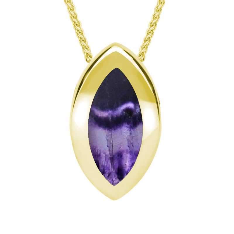 9ct Yellow Gold Blue John Framed Marquise Necklace - Option1 Value Yellow Gold