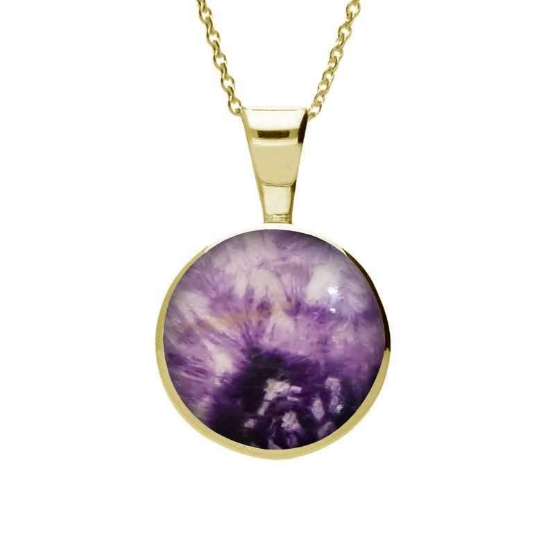 9ct Yellow Gold Blue John Heritage Round Necklace - Yellow Gold