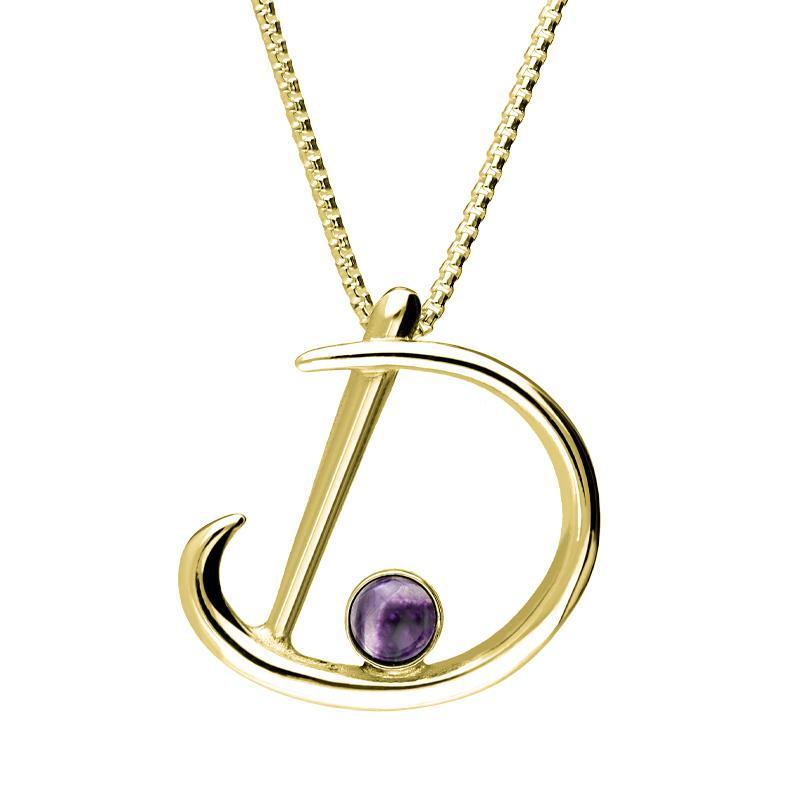 9ct Yellow Gold Blue John Love Letters Initial D Necklace - Yellow Gold