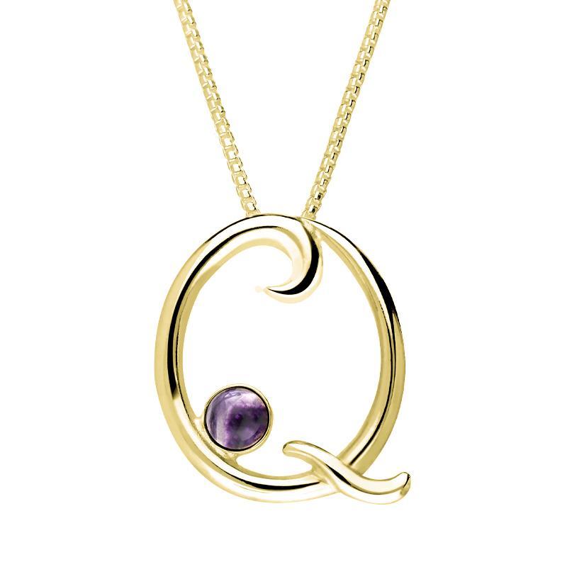 9ct Yellow Gold Blue John Love Letters Initial Q Necklace - Yellow Gold