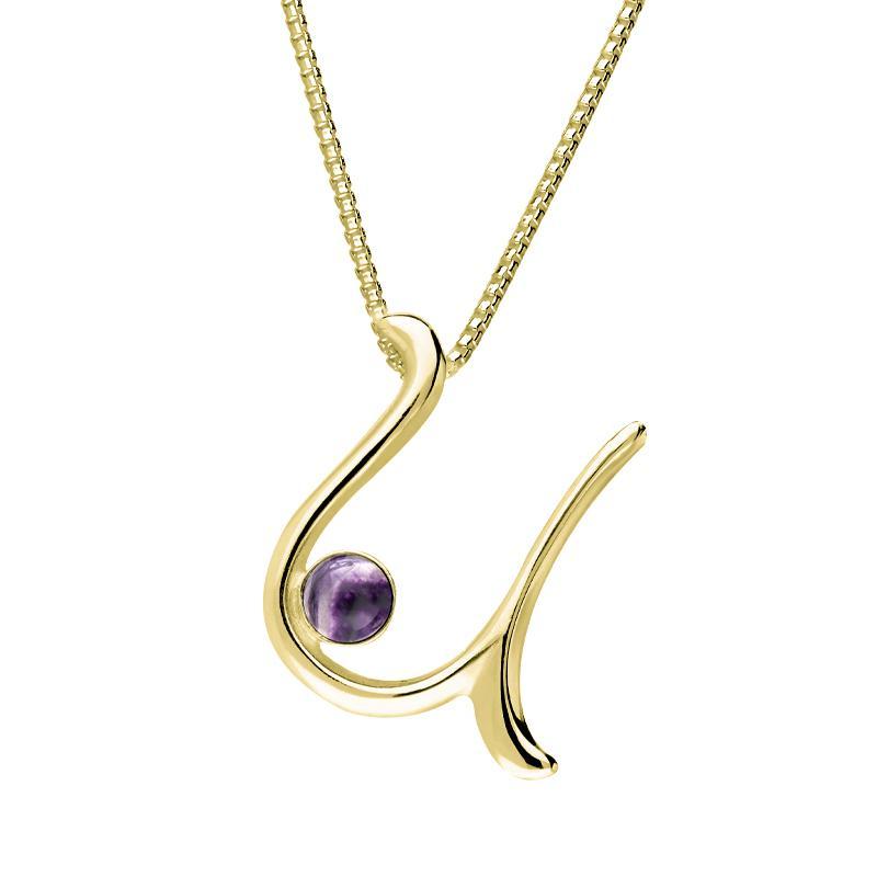 9ct Yellow Gold Blue John Love Letters Initial U Necklace - Yellow Gold