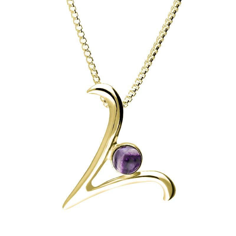 9ct Yellow Gold Blue John Love Letters Initial V Necklace - Yellow Gold