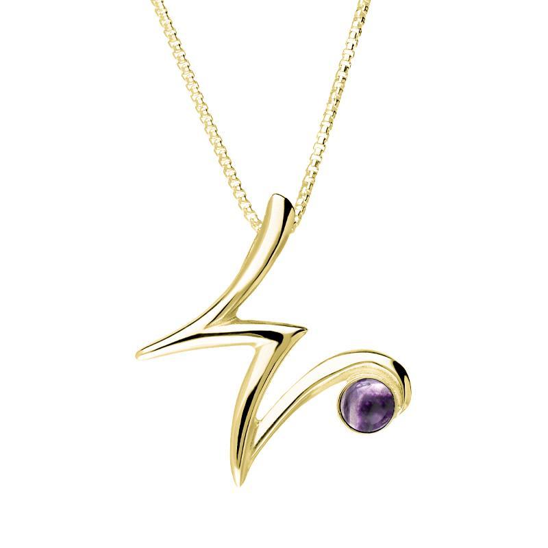 9ct Yellow Gold Blue John Love Letters Initial W Necklace - Yellow Gold