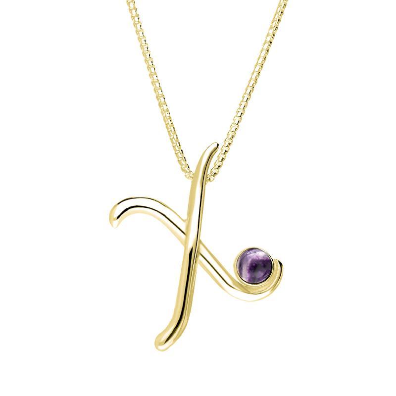 9ct Yellow Gold Blue John Love Letters Initial X Necklace - Yellow Gold