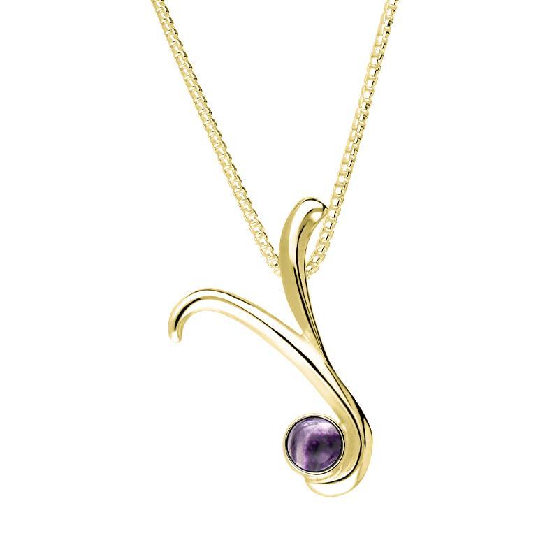 9ct Yellow Gold Blue John Love Letters Initial Y Necklace - Yellow Gold