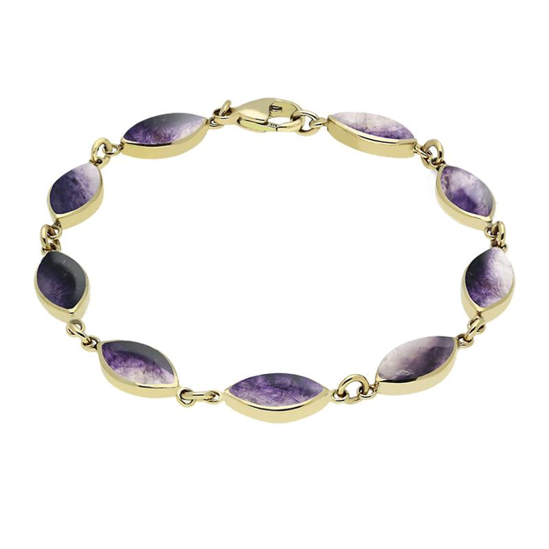 9ct Yellow Gold Blue John Marquise Bracelet - Option1 Value Yellow Gold