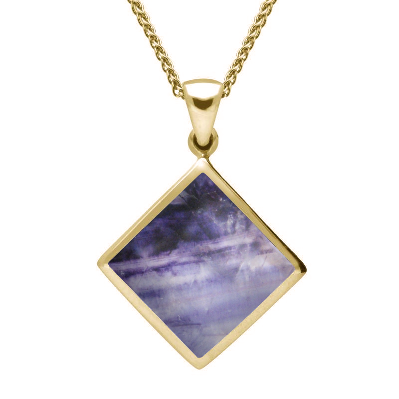 9ct Yellow Gold Blue John Rhombus Necklace - Yellow Gold