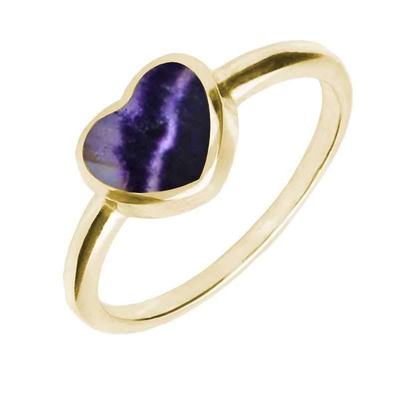 9ct Yellow Gold Blue John Single Heart Ring - Option1 Value Yellow Gold
