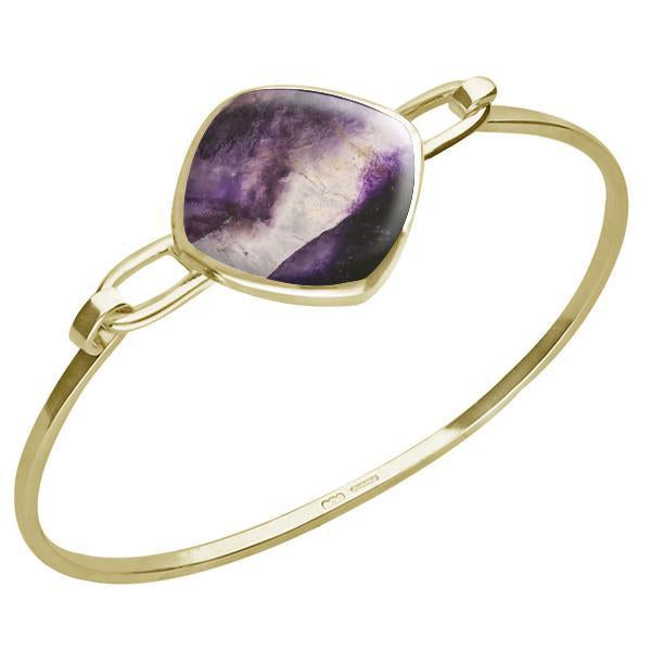 9ct Yellow Gold Blue John Slim Cushion Bangle - Option1 Value Yellow Gold