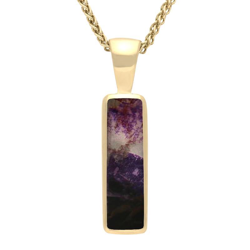 9ct Yellow Gold Blue John Small Oblong Necklace - Yellow Gold
