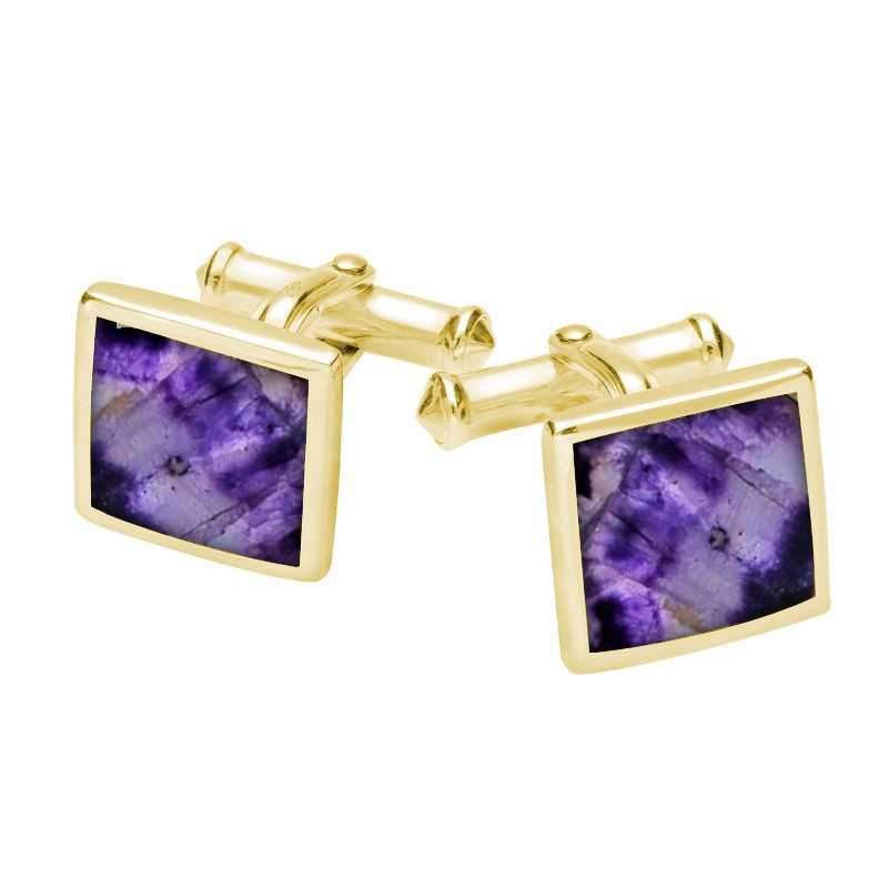 9ct Yellow Gold Blue John Square Flat Cufflinks - Option1 Value