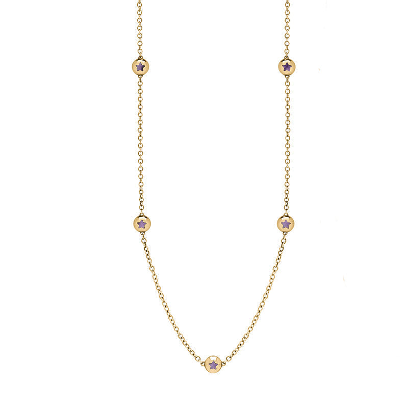 9ct Yellow Gold Blue John Star Link Disc Chain Necklace - Option1 Value Yellow Gold