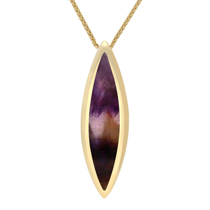 9ct Yellow Gold Blue John Toscana Long Marquise Necklace - Yellow Gold