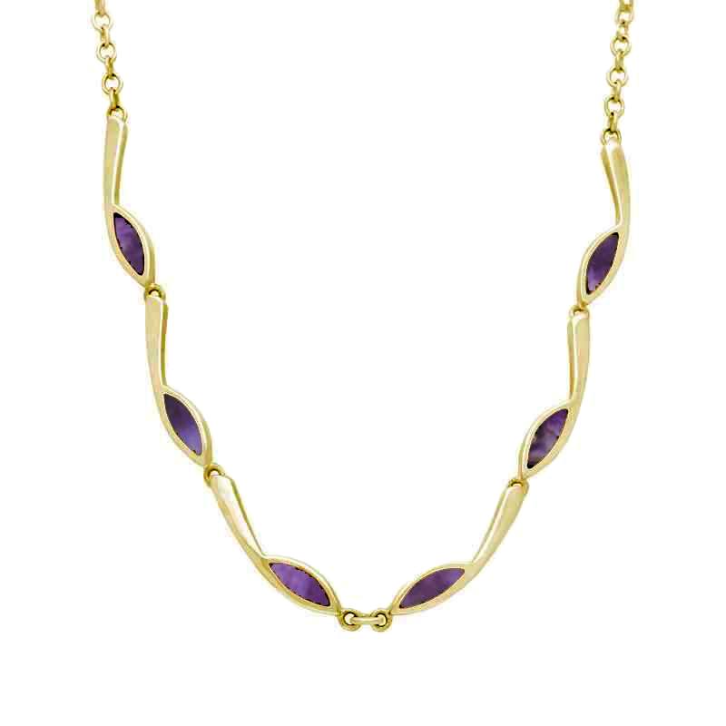 9ct Yellow Gold Blue John Marquise Link Toscana Necklace - Yellow Gold