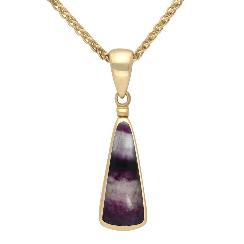 9ct Yellow Gold Blue John Light Triangle Shape Necklace