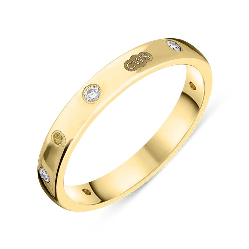9ct Yellow Gold 0.12ct Diamond King's Coronation Hallmark 3mm Ring - X