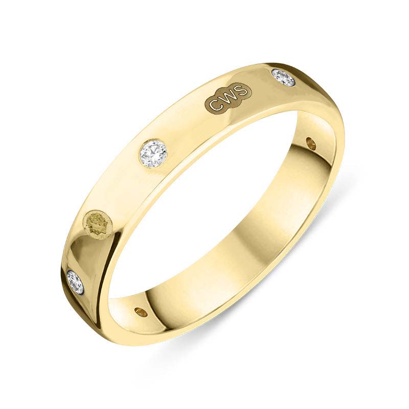 9ct Yellow Gold 0.15ct Diamond King's Coronation Hallmark 4mm Ring - Y