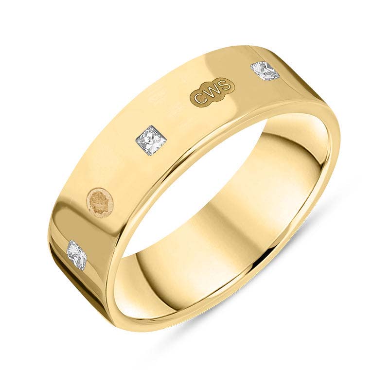 9ct Yellow Gold 0.36ct Diamond King's Coronation Hallmark Princess Cut 6mm Ring - T