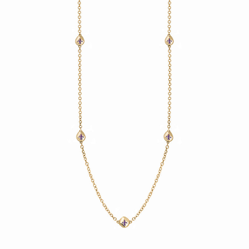 9ct Yellow Gold Blue John Fleur De Lis Link Disc Chain Necklace - Option1 Value Yellow Gold