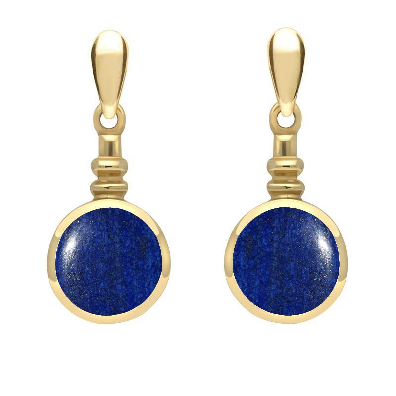 9ct Yellow Gold Lapis Lazuli Bottle Top Drop Earrings - Yellow Gold
