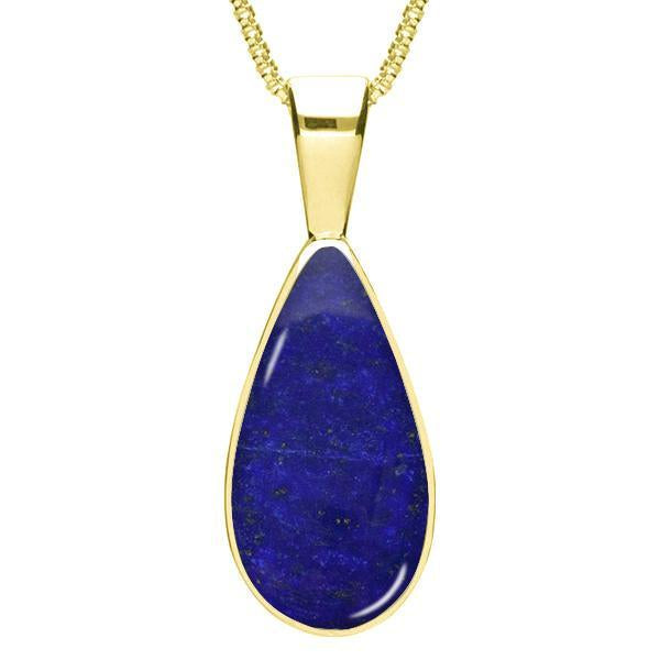 9ct Yellow Gold Lapis Lazuli Classic Teardrop Necklace