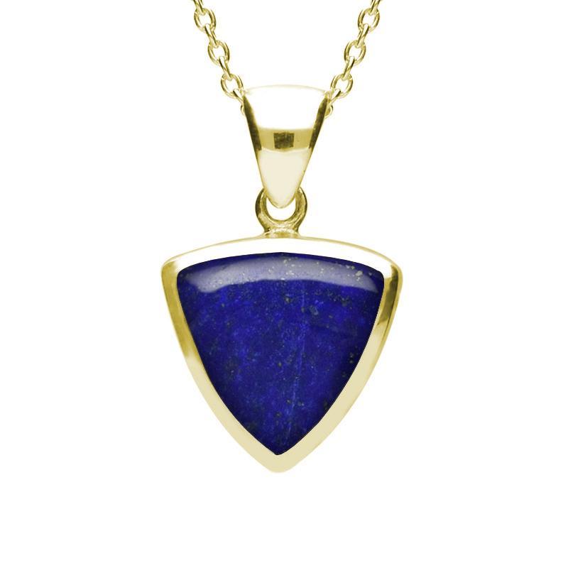 9ct Yellow Gold Lapis Lazuli Curved Triangle Necklace - Yellow Gold