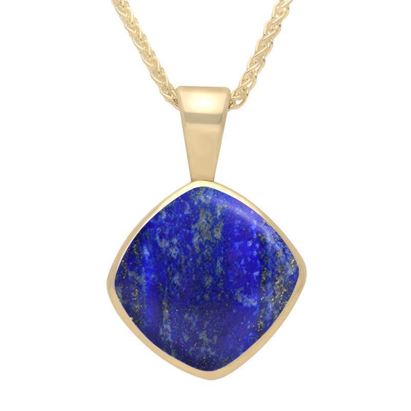 9ct Yellow Gold Lapis Lazuli Cushion Shaped Necklace