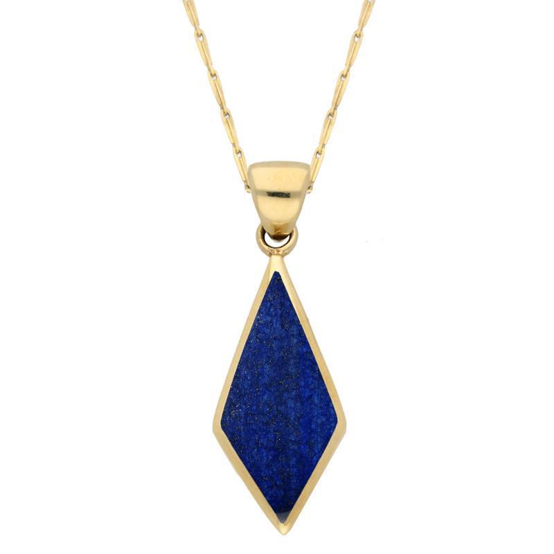 9ct Yellow Gold Lapis Lazuli Diamond Shaped Necklace - Option1 Value