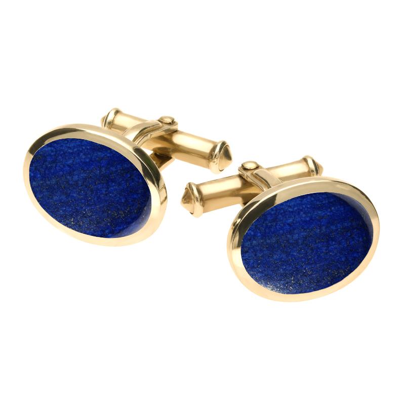 9ct Yellow Gold Lapis Lazuli Framed Oval Cufflinks