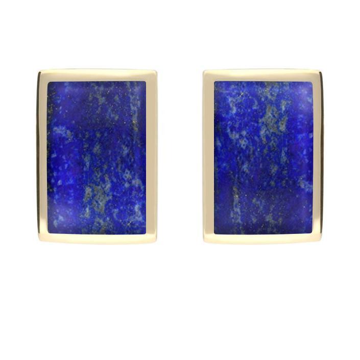 9ct Yellow Gold Lapis Lazuli Oblong Stud Earrings