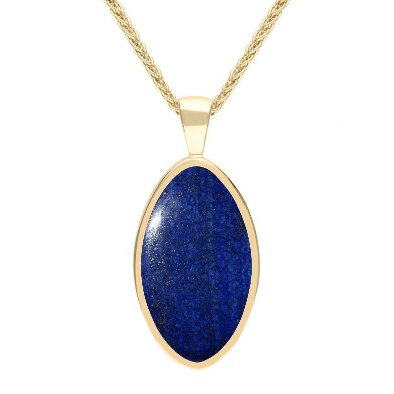 9ct Yellow Gold Lapis Lazuli Oval Necklace - Yellow Gold