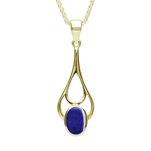 9ct Yellow Gold Lapis Lazuli Oval Spoon Necklace