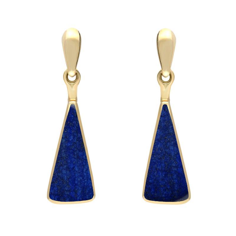 9ct Yellow Gold Lapis Lazuli Triangle Drop Earrings