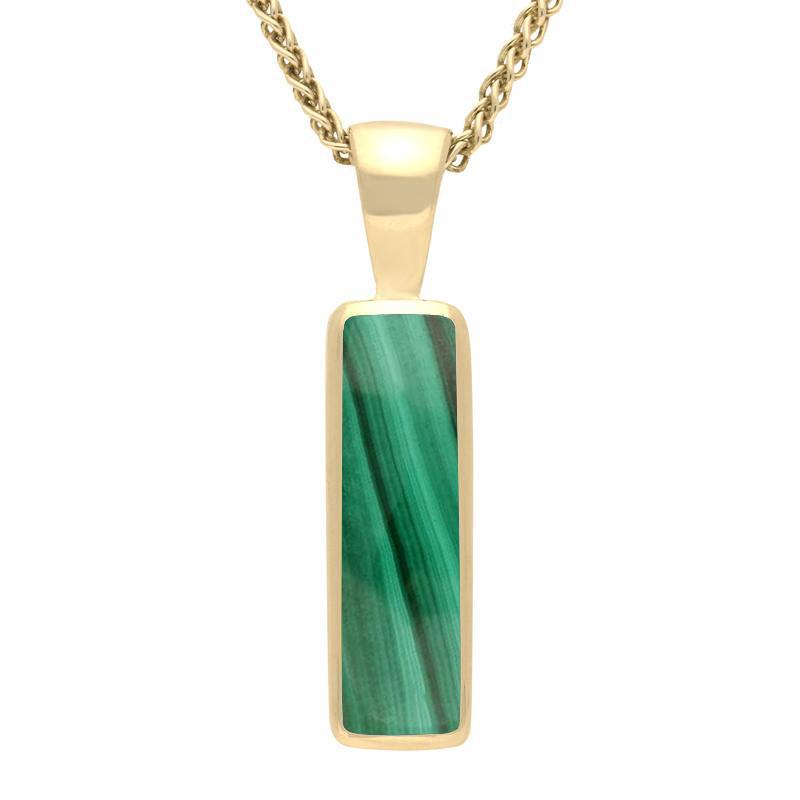 9ct Yellow Gold Malachite Small Oblong Necklace - Option1 Value Silver