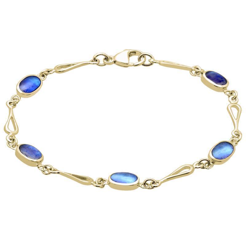 Yellow Gold Moonstone Oval Spoon Link Bracelet - 18ct