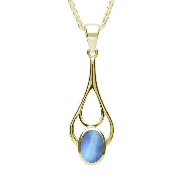 9ct Yellow Gold Moonstone Oval Spoon Necklace - Yellow Gold